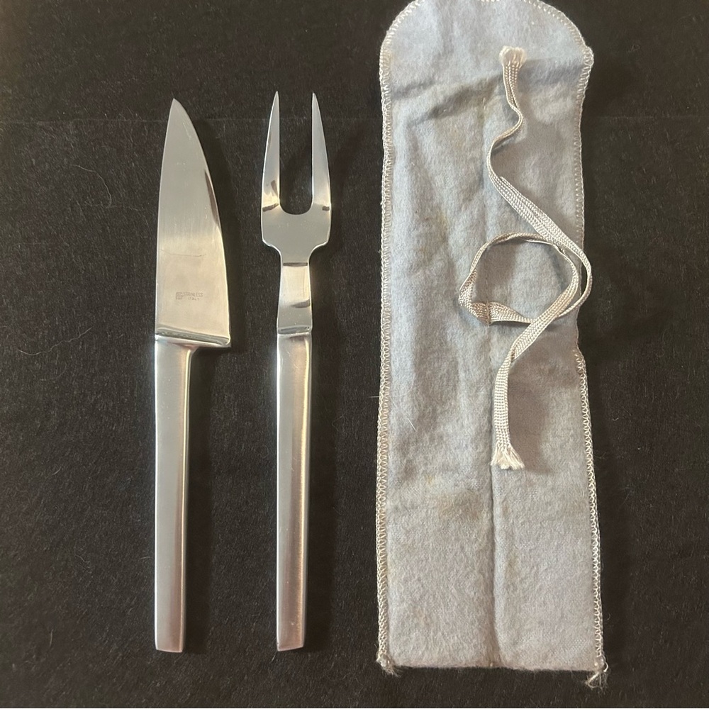 Vintage Carri Stainless Steel Carving Set with Case from Italy